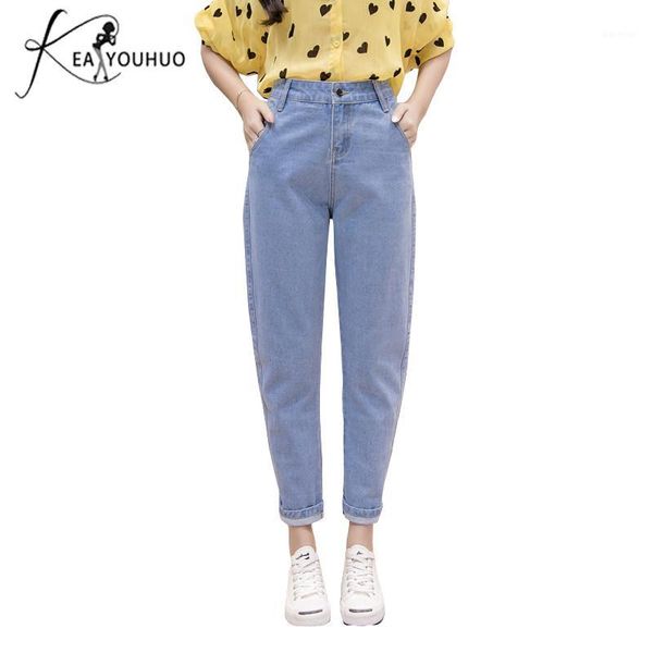 

2019 vintage casual female boyfriend jeans for women skinny jeans woman black denim mom plus size straight ladies pants1, Blue