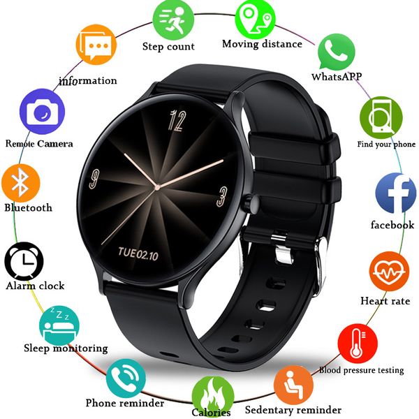 

2020 new smart watch mens heart rate blood oxygen wrist watch social app message reminder waterproof wristwatchs sports full touch screen s, Slivery;brown