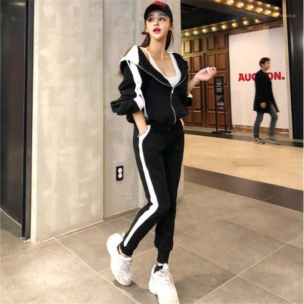 

tracksuit women female set 2 pieces pants 2020 fashion track sweat suits women joggers suit womens two piece sets 2020 ff1471 x1, White