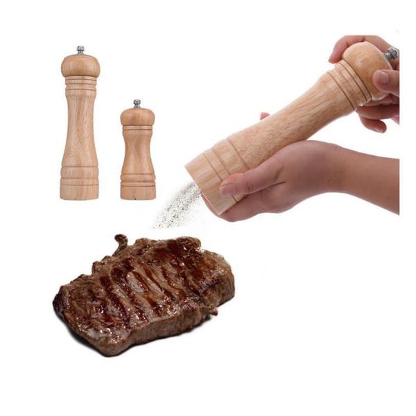 

6 size available mill salt and pepper grinder hand shaker movement oak wooden peppers grinder manual pepper grinders hqx2d