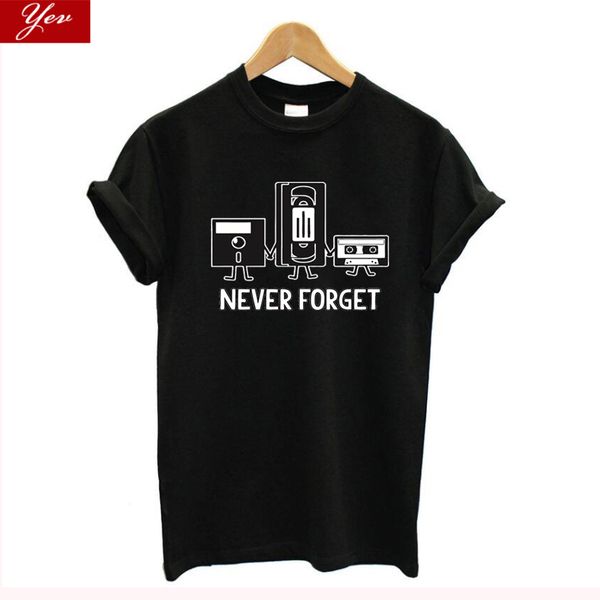 

музыкальные прикольные футболки никогда не забываю floppy disc vhs cassette t рубашка плюс размер рубашки тройника femme одежда спортивная с