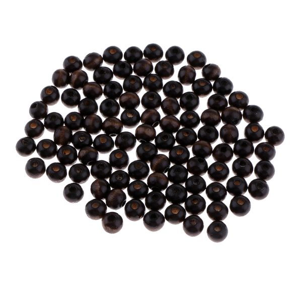 

100 piece black round wooden beads charms for diy bracelet necklace jewelry making craft 8mm