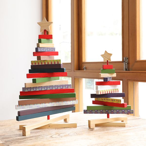 

building diy rotating creative wooden block christmas tree table decoration ornament