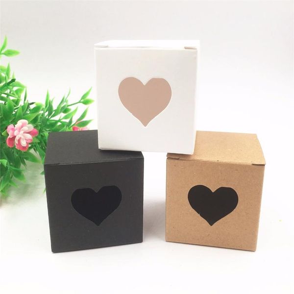

50pcs per lot kraft white/black heart shaped window cupcake boxes wedding chocolate packing party single candy/cooki bbyiul