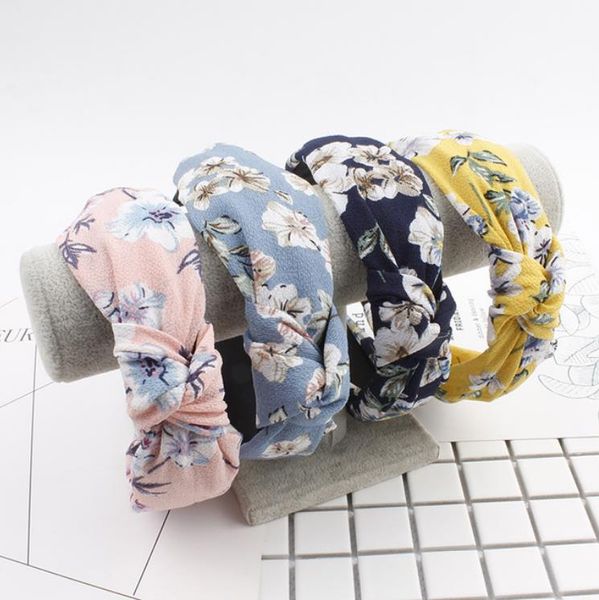 Cruz Headbands torcida atada Cabelo Sticks Floral Meninas Turban Ampla Cabelo Hoop Headwear Coreia do Cabelo Acessórios 54 Designs Opcional DHW2293