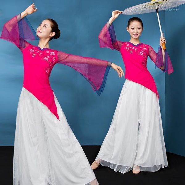 

square dance costume female new summer suit chinese style classical umbrella dance costume1, Black;red