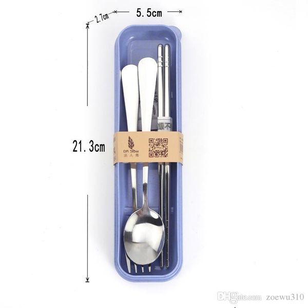 

wholesale promotional gift flip cover open stainless steel tableware three-piece set durable chopstick spoon fork dinnerware sets dh0042