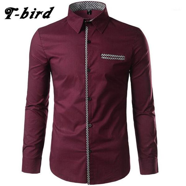 

t-bird clothing 2020 fashion shirt male access splicing dress shirts slim fit men long sleeve mens hawaiian shirt big size1, White;black