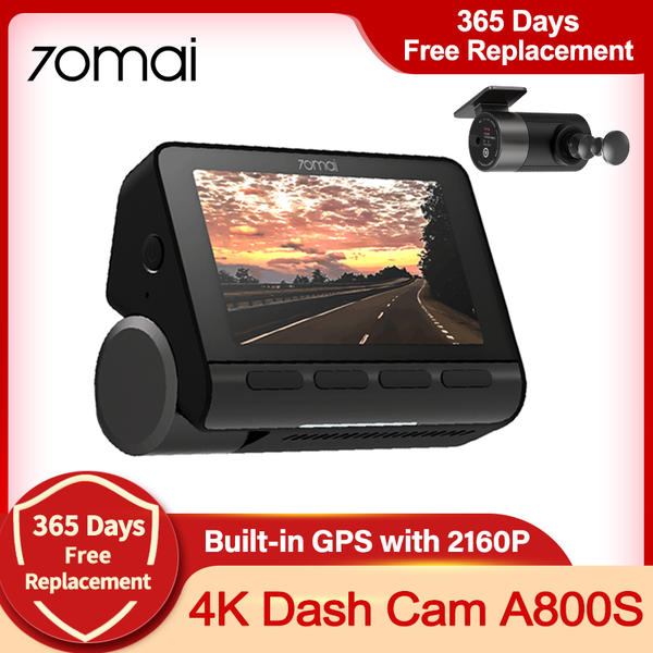 

car dvr dvrs 70mai 4k a800s dash cam adas real camera built-in gps dual vision record 24 hours parking night