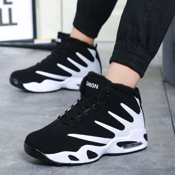 

agsan men running shoes big size winter outdoor men's sneakers warm plush high jogging trainers lace up sport shoes