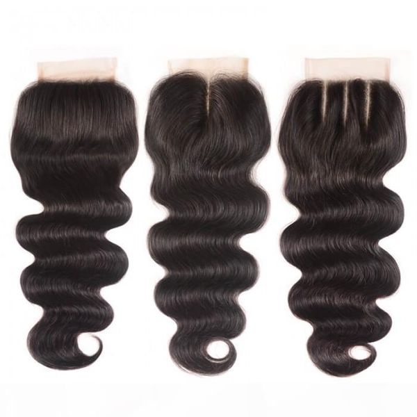 

body wave hair closure three part middle part and part hair weave malaysia hair weave color, Black;brown