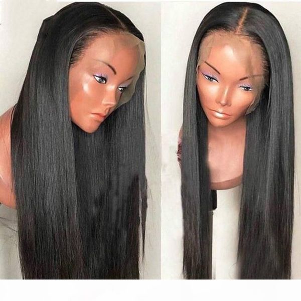 

28 30 inch straight lace front human hair wigs for women 13x4 lace frontal wig malaysian straight full lace wig, Black;brown