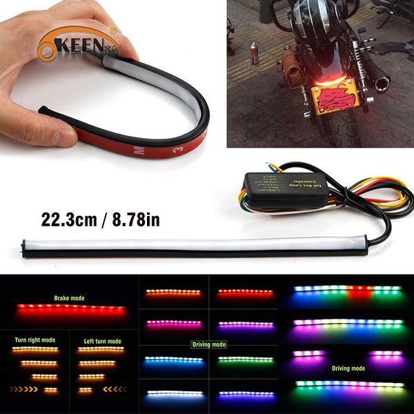 

okeen multifunctions flexible led light strip for motorcycle led tail light rgb strip turn signal license plate lights 12v