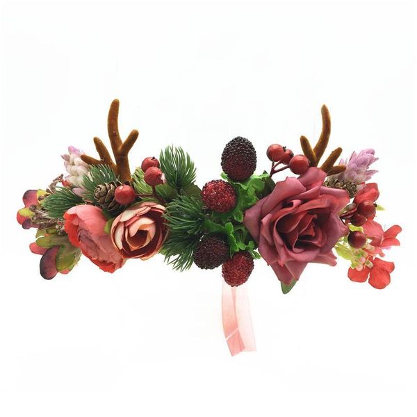 

christmas hair accessories antlers headband garland wedding hair accessories new year flower wreath women head wear pho jllevu