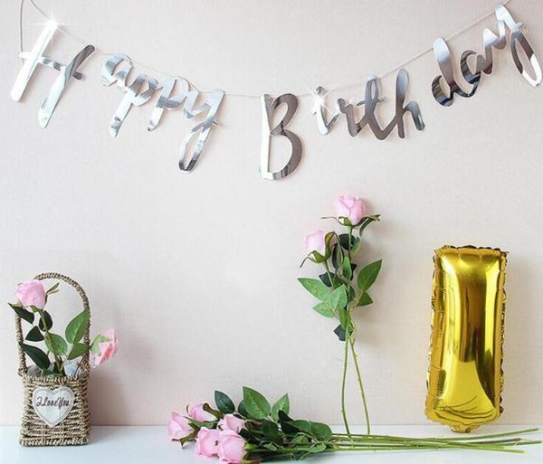 

happy birthday banner girl boy happy birthday party streamers decoration birthday letter banner gold silver rainbow1