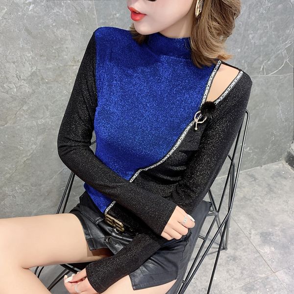 

new slim fit long sleeve t- for women in autumn and winter 2020 fashion of t- shirt shoulder mesh bottoming shirt with foreign style 3lpjm 3, White