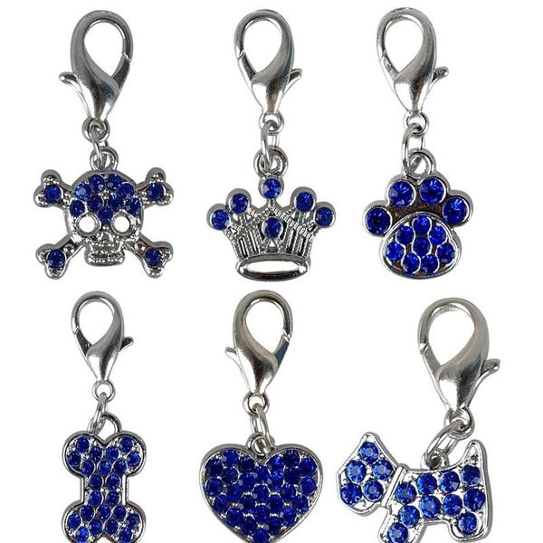

6pcs/lot bling rhinestone dog cat collar accessories crystal charm necklace pendant accessory for small dogs accesorio bbykjx