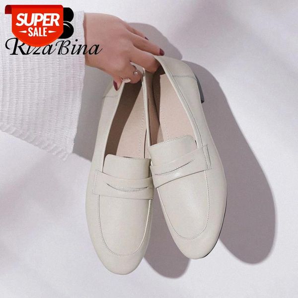 

rizabina new women flat shoes real leather round toe comfortable shoes women daily fashion woman footwear size 34-39 #955h