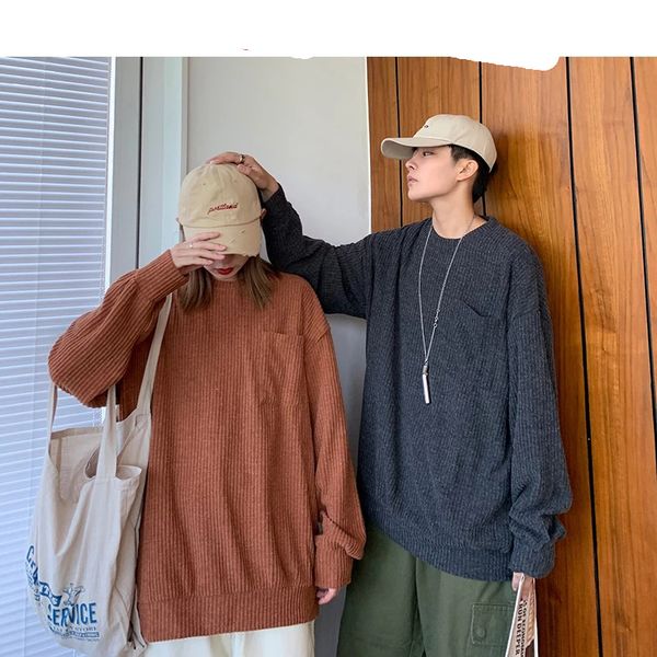 

men harajuku striped sweater 2021 autumn korean fashion streetwear sweater male hip hop oversize pullover clothing, White;black
