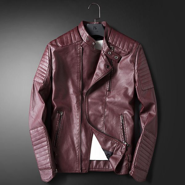 

2021 new autumn tag leather jackets winter thick of velvet men faux biker jacket male coat outerwear k211 77h0, Black