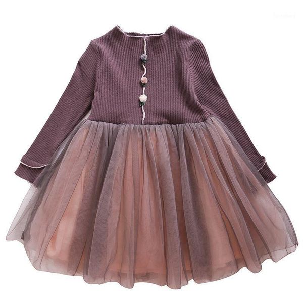 

menoea 2-7years girl autumn dress 2020 kids long sleeve mesh party dresses children clothing princess dress girl clothes1, Red;yellow