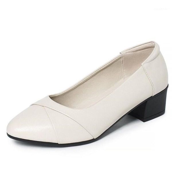

dress shoes 2021 pointed spring high heel women soft comfort breathable genuine leather fashion casual black beige1