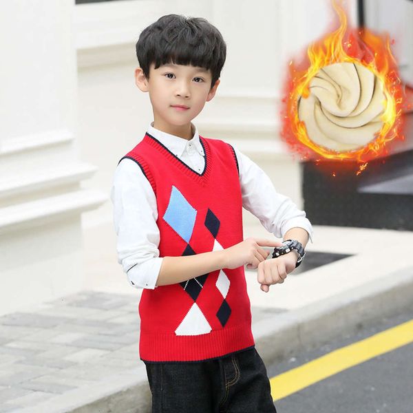 

plush winter and new boys' autumn thickened sweater knitted vt british college sle children's waistcoat fashion lin2, Blue
