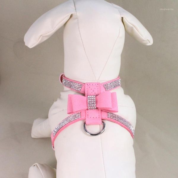 

dog collars & leashes shiny rhinestone pet chest strap bow collar puppy necklace deep purple large size / s m l.1