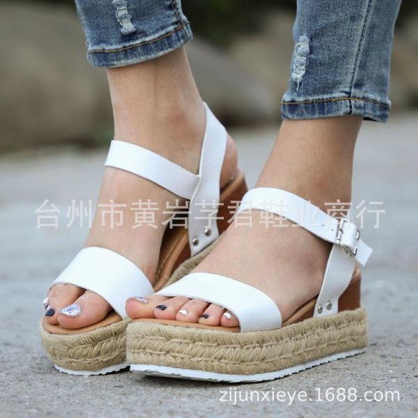 

dress shoes concise open toe platform wedges women sandals ankle strap solid gladiator ladies buckle rivet summer, Black