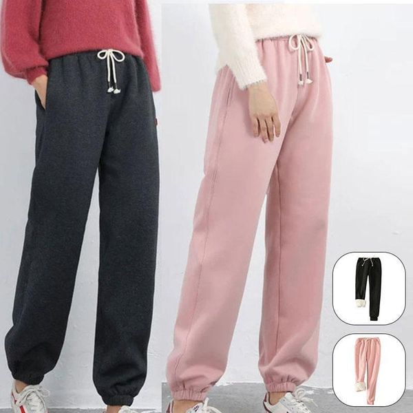 

fleece trainingsbroek warm sweatpants winter fashionable pants for women girls fs991, Black;white