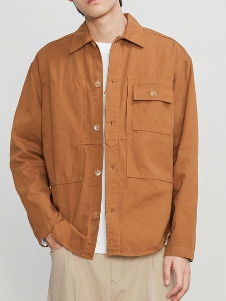 

men drop shoulder flap pocket shirt 37jy#, White;black