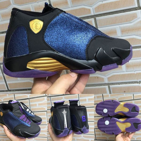 

men outdoor shoes 14 xiv doernbecher black court purple multi-color white sports sneakers 14s gs lil rey trainer 40-47