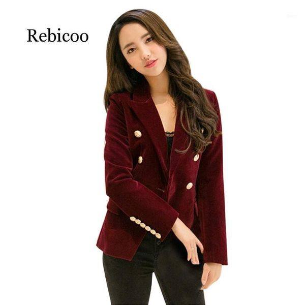 

2020 autumn gold velvet women's fashion korean version of the slim velvet suit women's jacket professional small suit jacket1, White;black