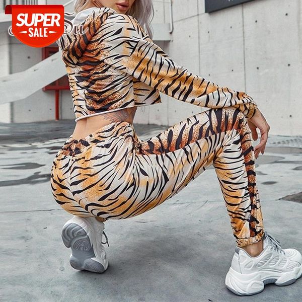 

artsu two piece set women sweatsuit fall leopard print sweatshirt pants sweat suits animal matching sets outfits women su52087 #kv0c, White