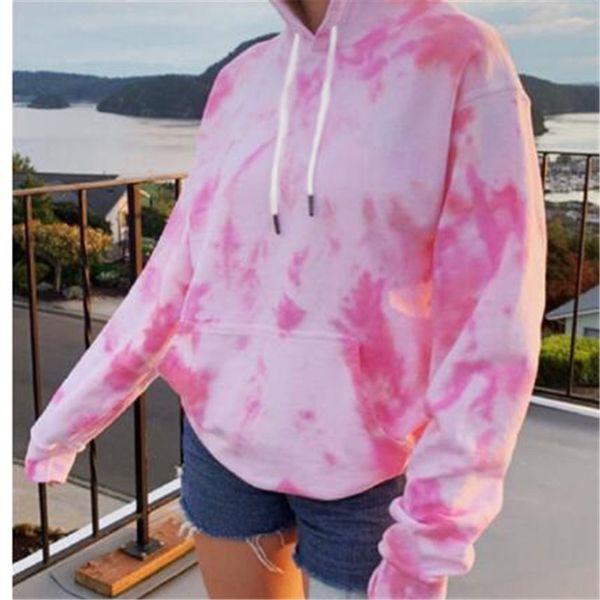 

2020 fall/winter clothing new loose hooded tie-dyed printed casual hoodiecoat 2020 fall/winter women's clothing new loose hooded tie-dy, Black