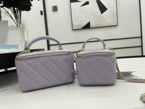 Borsa cosmetica trapuntata con catena a doppia patta con catena per borsa trapuntata a diamante classica da donna 11-8.5-7