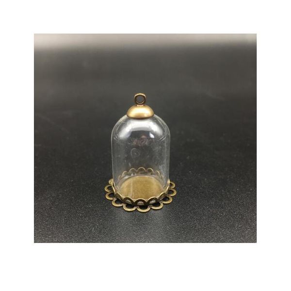 

10set 25*18mm hollow glass tube with setting base beads cap set glass vials pendant glass bottle jewelry findings crafe jllptr, Black