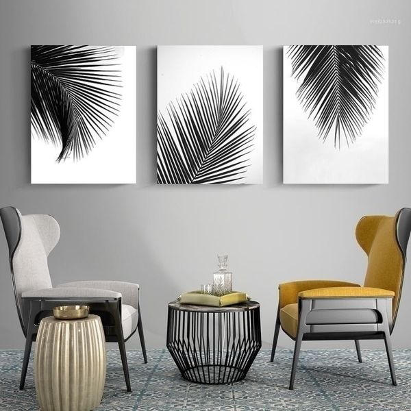 

frames black and white leaves canvas painting natural solid pine wood frame poster print wall art pictures home decor with frame1