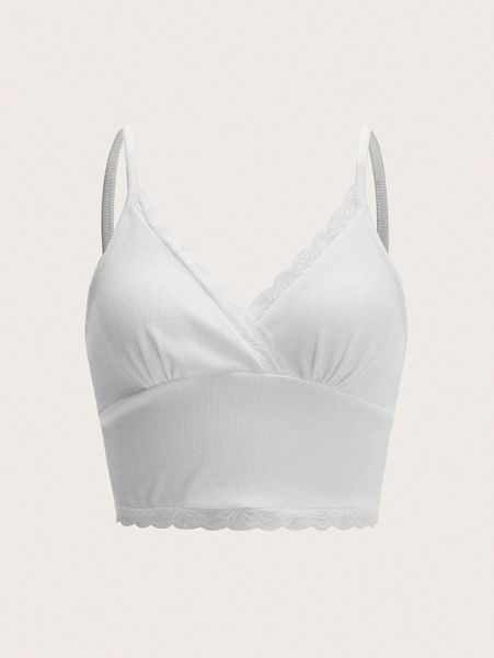 

contrast lace crop cami n7c3#, White