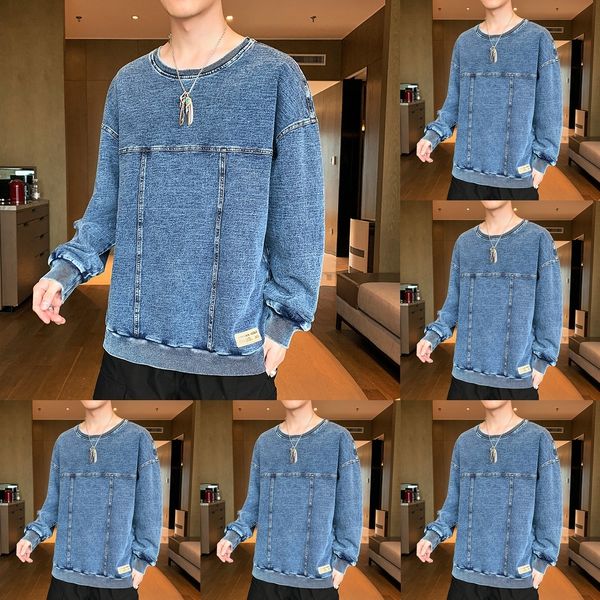 

pni9y 2020 new denim loose outerwear autumn coat sweater long clothes sweater korean fashion autumn sleeve men's men's fashion hf4, Black