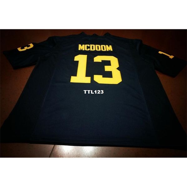 

3421 blue white#13 eddie mcdoom michigan wolverines alumni college jersey s-4xlor custom any name or number jersey, Black