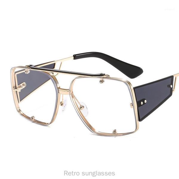 

sunglasses 2021 oversized square women fashion flat colorful clear lens sun glasses vintage men fml1, White;black