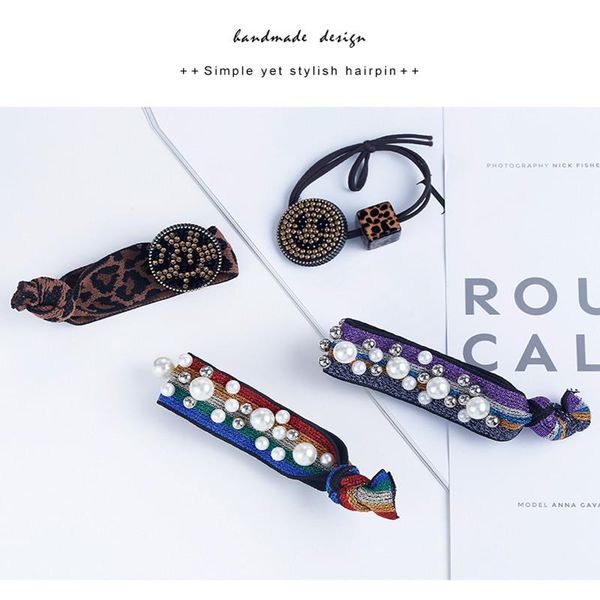 

1pcs fashion girls hair accessories head rope korean version of dual-use hair ring pearl leopard hair rope smiley headwear 9.5cm jlliiw, Slivery;white