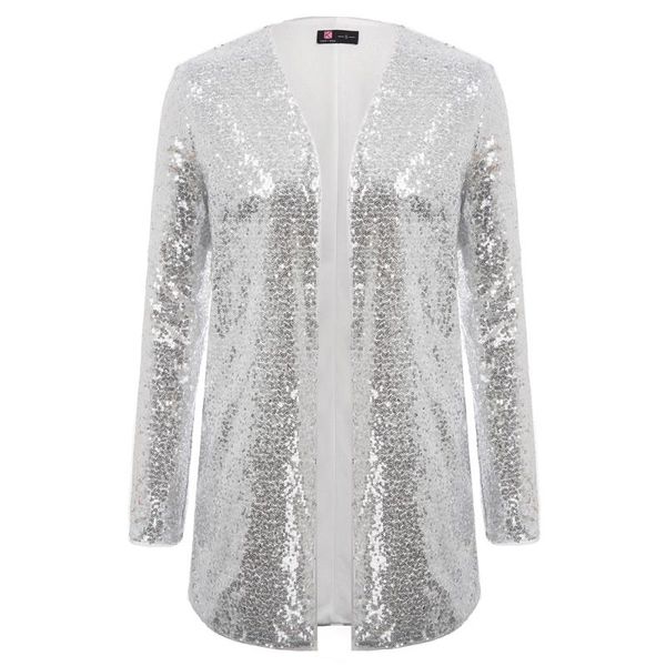 

kk women's coat open front sequined sparkle sequins shrug stunning sequined long sleeve open front coat, Black;brown