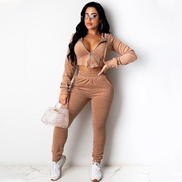 

streetwear 2 two piece sets women outfits tracksuit female solid hoodies crop joggers pants sweat suits woman matching sets, Gray