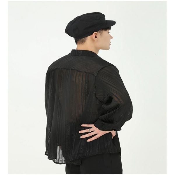 

men's casual shirts 2021 autumn shirt fashion korean version of abstinence neutral cold wind embedding design all-match solid color, White;black