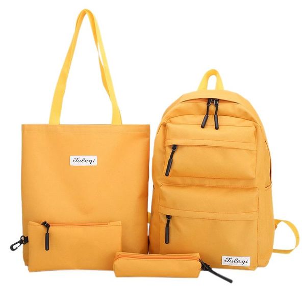 

female bag fashion four-piece backpack simple high-capacity youth schoolbag multi-pocket travel backpack shoulder bag 4 pcs