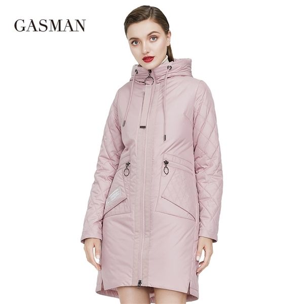 

gasman hooded solid long-sleeve parka women's down jackets zipper pocket warm coats female autumn fashion long jacket coat 201210, Black