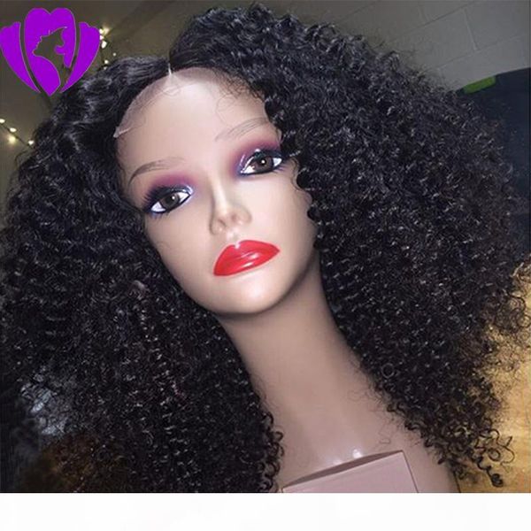 

elling short afro kinky curly synthetic wigs for black women 180density lace front natural hair wigs with baby hair blenched knots