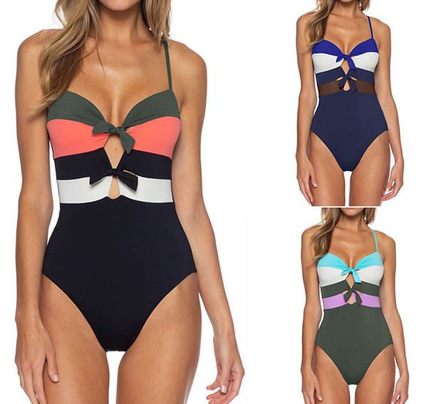 

new color matching women's one piece back cross swimsuit bikini, White;black